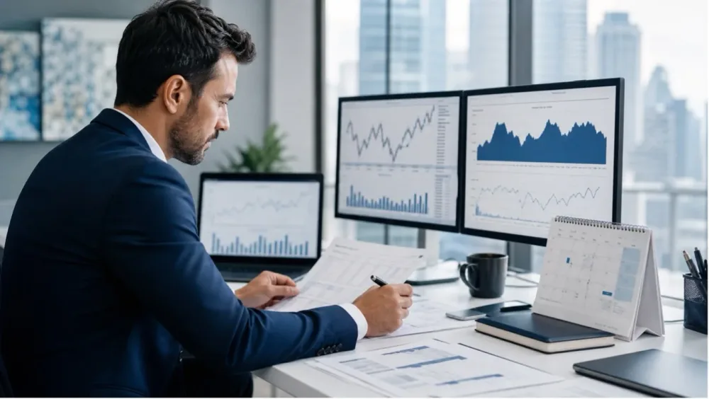 Profesional analizando escenarios de tipo de cambio